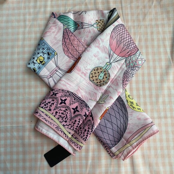 Louis Vuitton Pink Silk Scarf - Picture 1 of 6